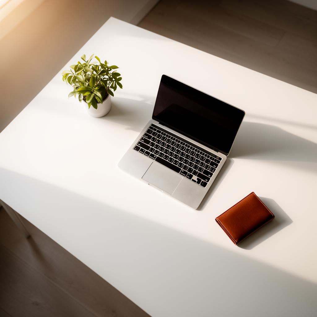 Minimalist workspace for financial planning
