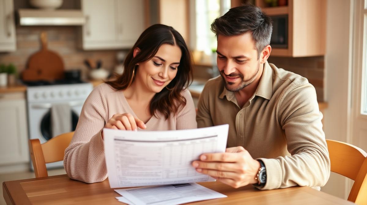Couple reviewing financial plans together at kitchen table